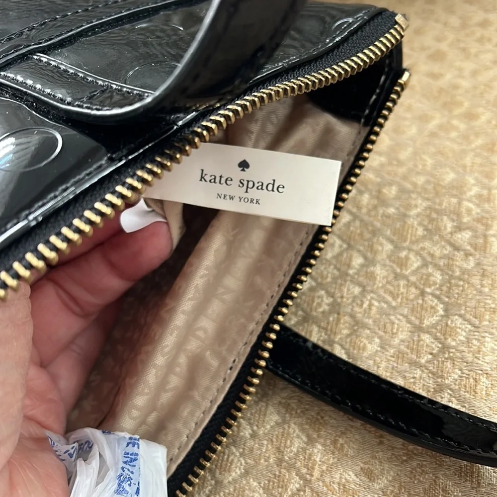 Kate Spade Patent Leather Polka Dot Medium Zipper Tote